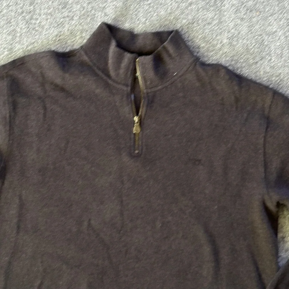 Rodd & Gunn Sweater Mens Large Brown 1/4 Zip Mock Neck Cotton Knit Pullover